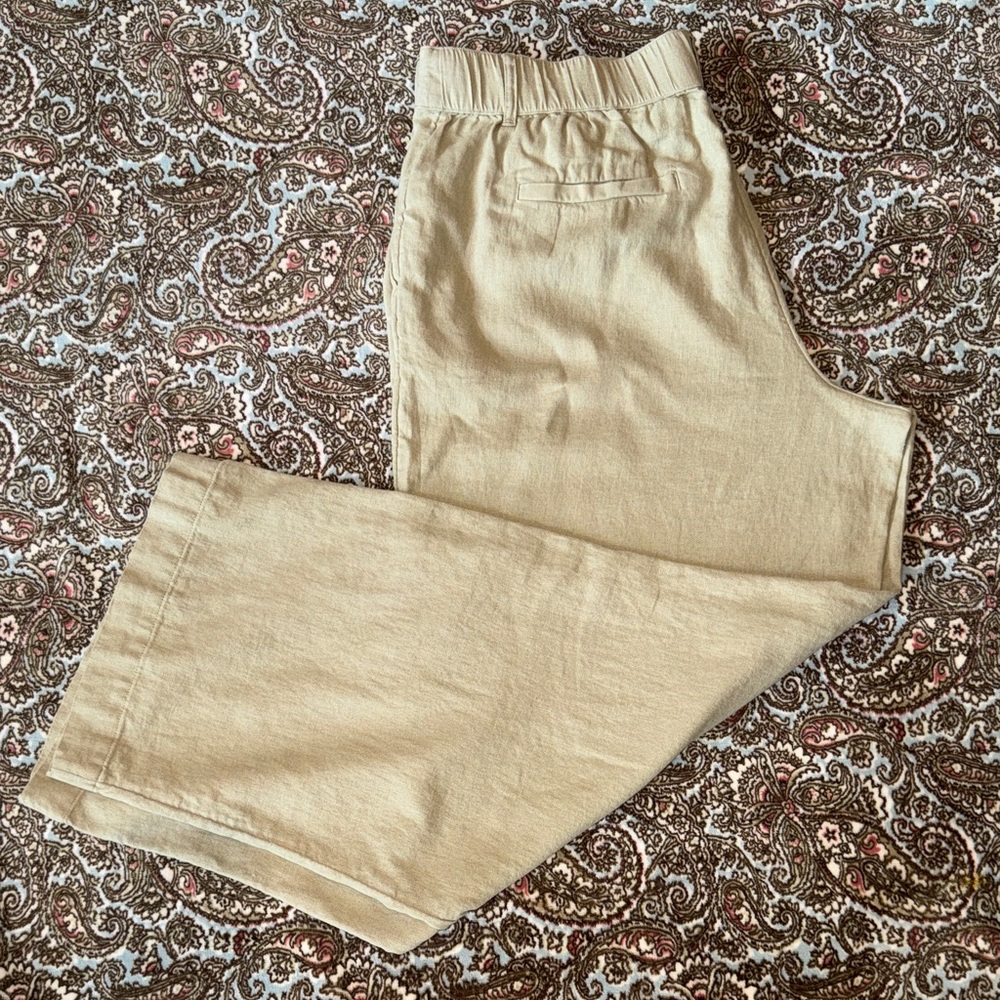 a new day Women's Olive Linen Wide Leg Pants